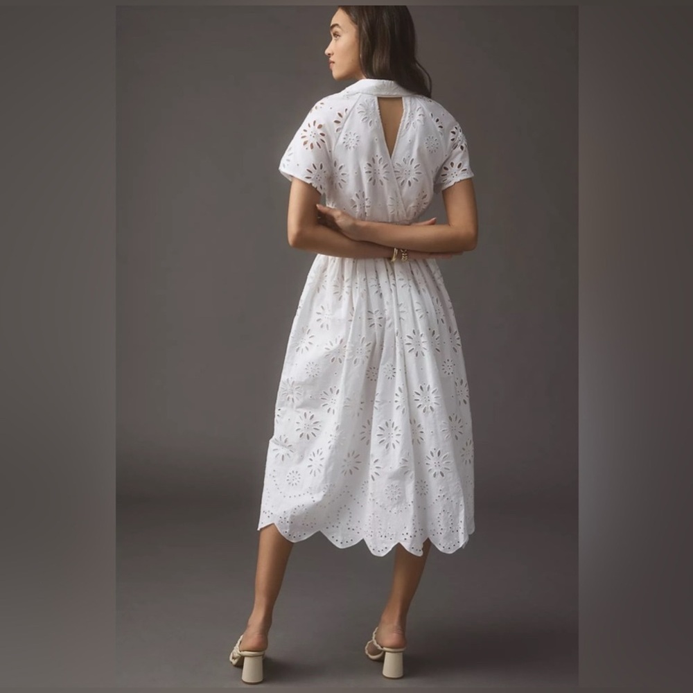 Anthropologie Eyelet Shirt Midi Dress, SMALL NWOT - Picture 4 of 10